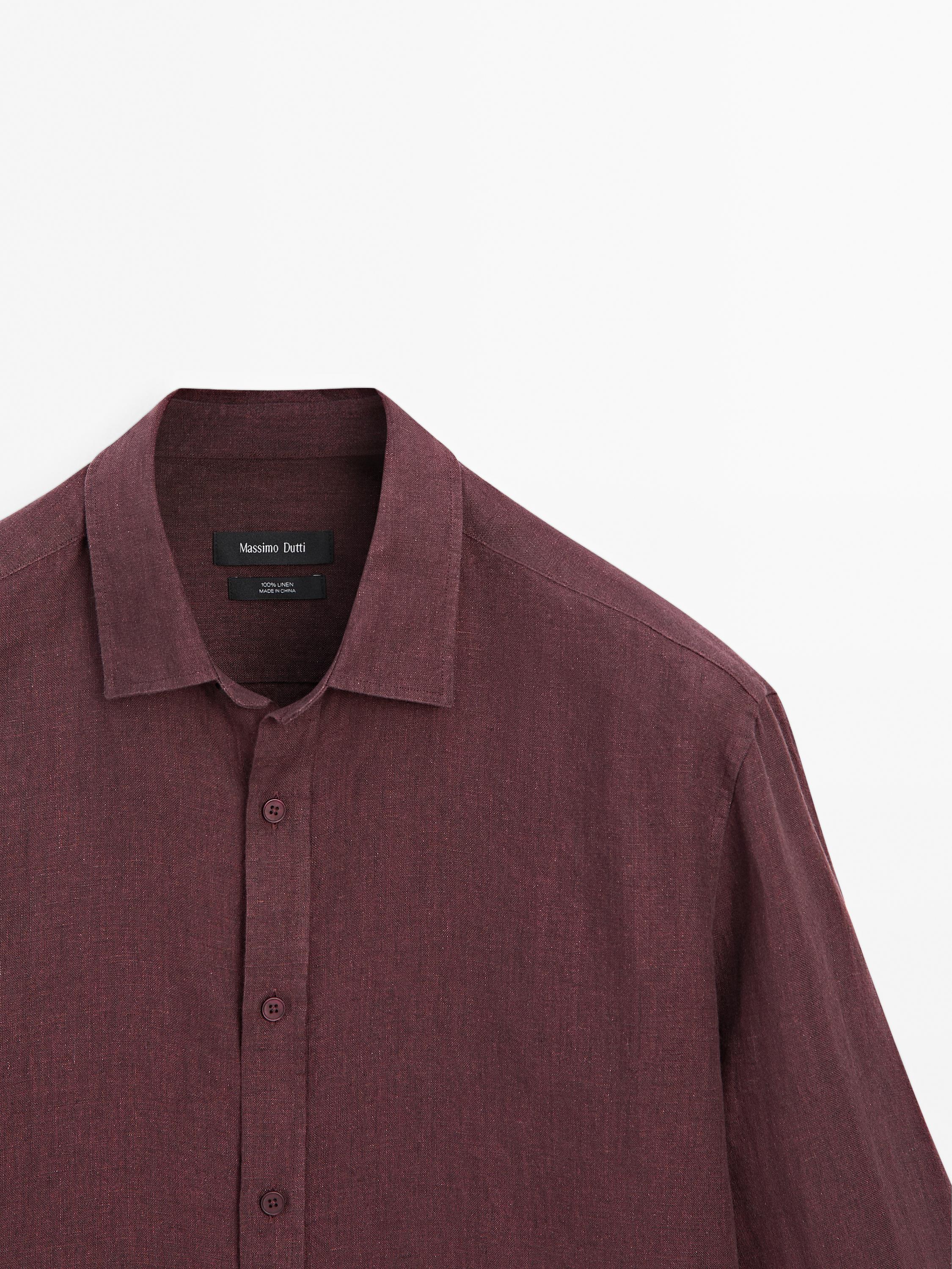 Regular fit faded linen shirt